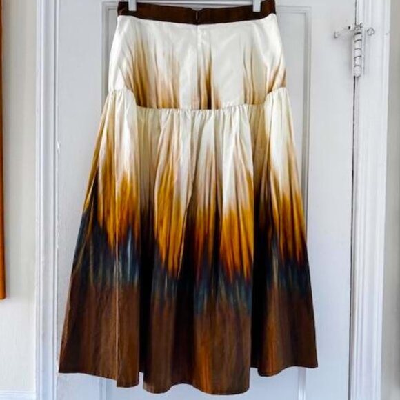 Silvia Tcherassi Damla Tuscan Sunset Degrade-Print Cotton Skirt Whimsical Artsy - Picture 9 of 16